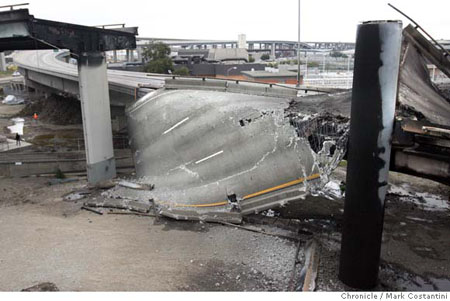 MacArthur Maze Collapse, photo via SFGate