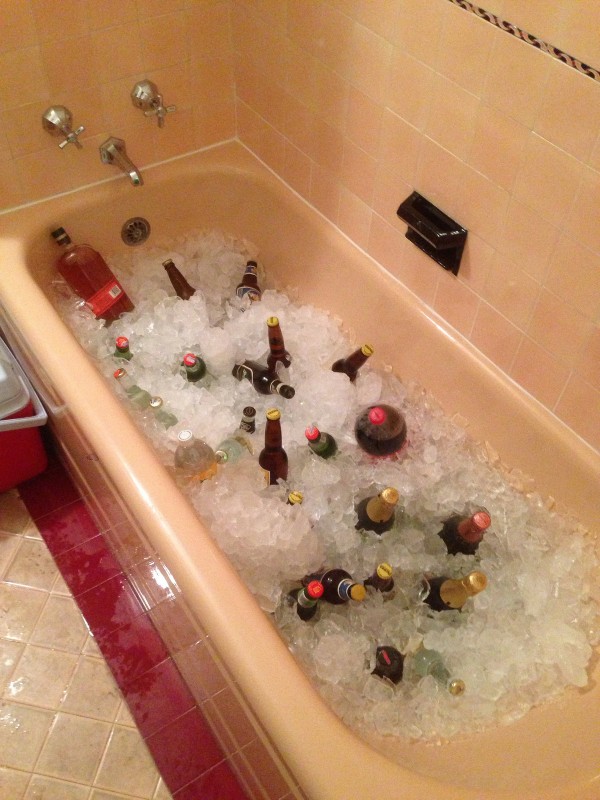 a bathtub full of ice